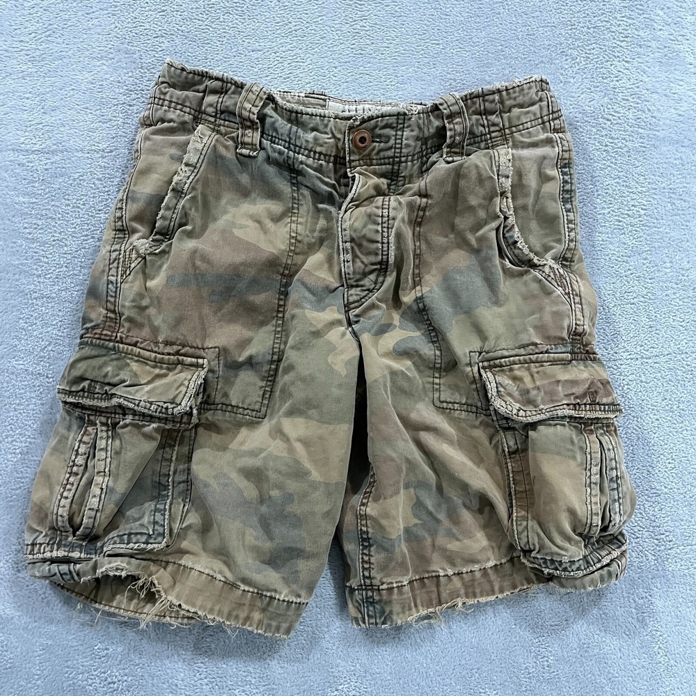 VTG Hollister Shorts Mens 30 Camo Cargo Y2K Distressed Camouflage Military 90s